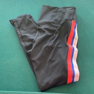 Nike Black Leggings with Red, White, and Blue Stripes